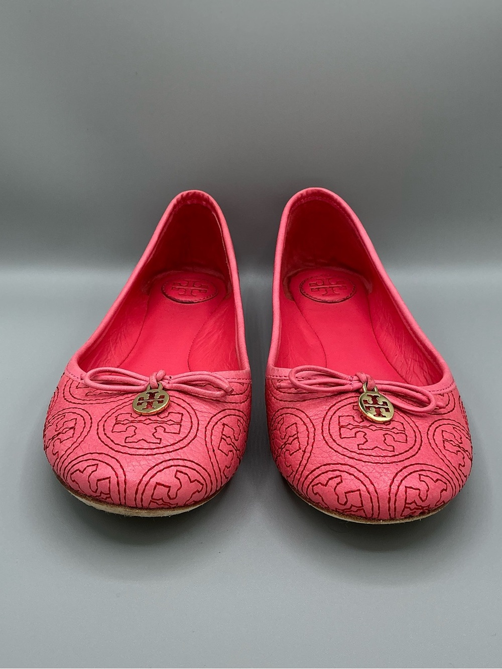 Tory Burch Chelsea Stitched Logo Ballet Flat in Rose Petal or Coral Pink Size 8 - Picture 5 of 10
